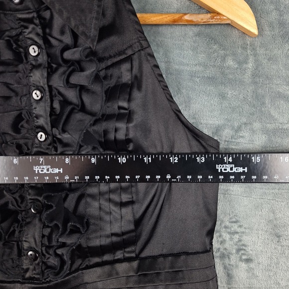 Vintage Womens Top Medium Black Babydoll Y2K Halter Whimsigoth Ruffle Fairy Goth - Picture 4 of 9
